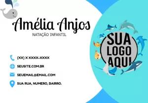 Cartão de Visita Natação Infantil Fundo do Mar para Editar Online