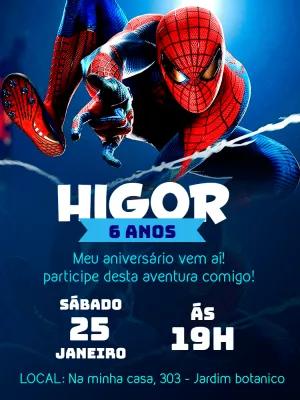 Convite Aniversário Homem Aranha para Editar Online