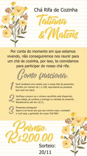 Convite Chá Rifa de Cozinha Floral para Editar Online