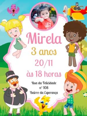 Convite Aniversário Mundo Bita com Foto para Editar Online