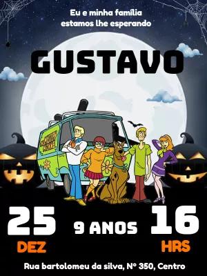 Convite de Aniversário Scooby-Doo para Editar Online