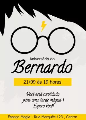 Convite Aniversário Mágico com Óculos e Raio para Editar Online