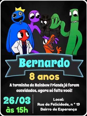 Convite de Aniversário Rainbow Friends para Editar Online