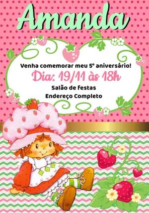 Convite Aniversário Moranguinho para Editar Online