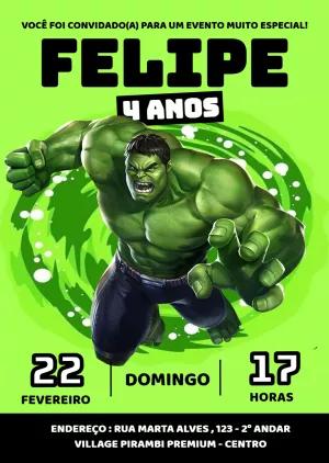 Convite de Aniversário Incrível Hulk para Editar Online