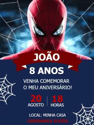 Convite Aniversário Homem Aranha para Editar Online