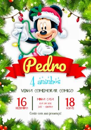 Convite de Aniversário Mickey Mouse Natal para Editar Online