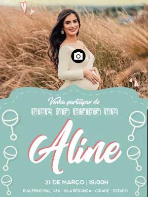 Convite de Chá de Bebê com Foto para Editar Online