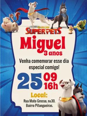 Convite Aniversário Liga dos Super Pets para Editar Online