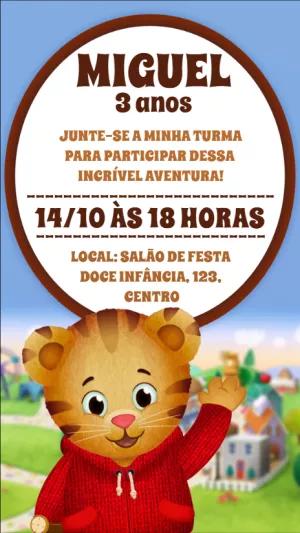 Convite de Aniversário Daniel Tiger para Editar Online
