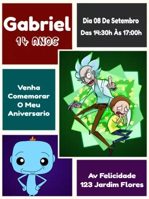 Convite Aniversário Rick e Morty para Editar Online