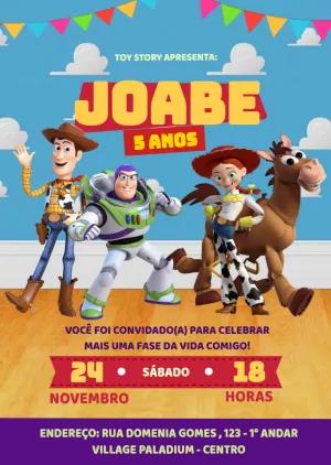 Convite de Aniversário Toy Story com Personagens para Editar