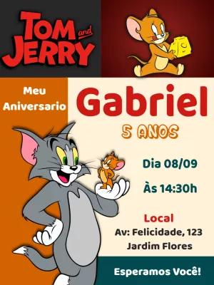 Convite de Aniversário Tom e Jerry para Editar Online