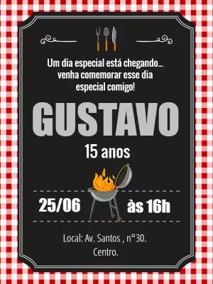 Convite Aniversário Churrasco Estilo Lousa para Editar