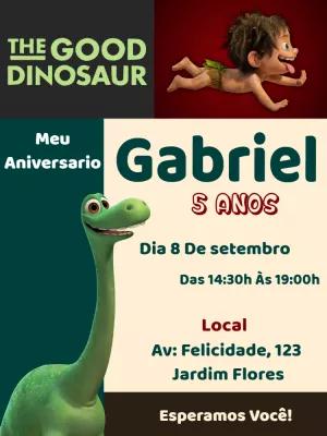 Convite Aniversário O Bom Dinossauro para Editar Online