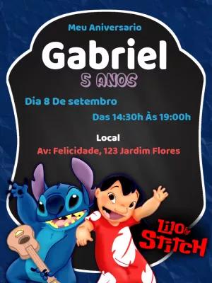 Convite de Aniversário Lilo e Stitch para Editar Online