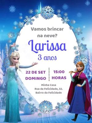 Convite Aniversário Frozen com Elsa e Anna para Editar Online