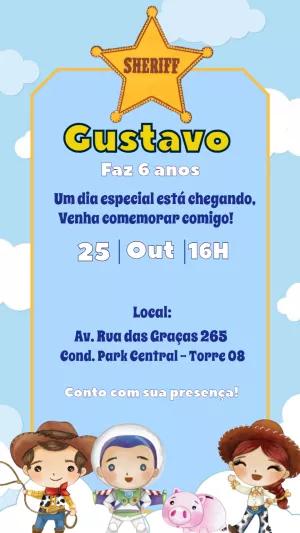 Convite Aniversário Toy Story Xerife para Editar Online