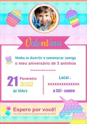 Convite de Aniversário Pop It com Foto para Editar Online