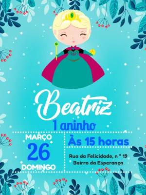 Convite Aniversário Princesa do Gelo para Editar Online
