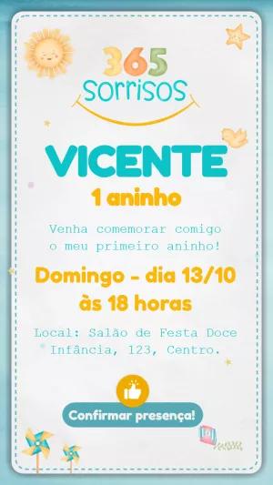Convite de Aniversário Infantil 365 Sorrisos Editável Online