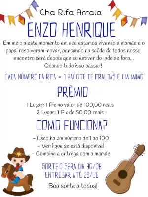 Convite Chá Rifa Arraiá Festa Junina para Editar Online