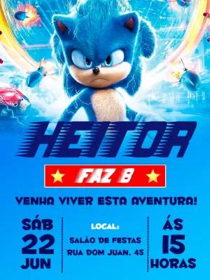 Convite de Aniversário Sonic Filme para Editar Online
