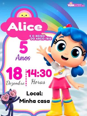 Convite Aniversário Vera e o Reino do Arco-íris para Editar