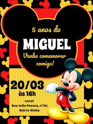 Convite de Aniversário Mickey Mouse para Editar Online
