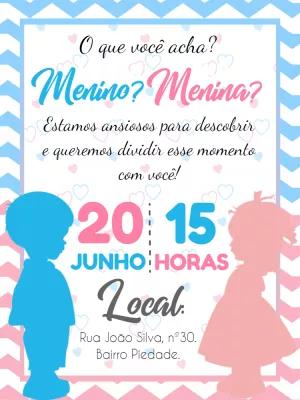 Convite Chá Revelação Menino ou Menina para Editar Online
