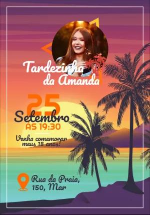Convite de Aniversário Tardezinha com Foto para Editar Online