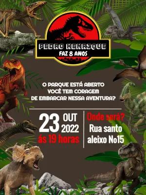 Convite de Aniversário Jurassic Park para Editar Online