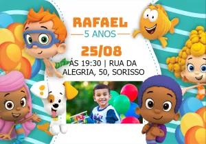 Convite Aniversário Bubble Guppies com Foto para Editar