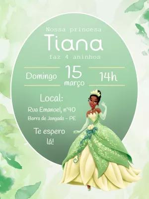 Convite de Aniversário Princesa Tiana para Editar Online