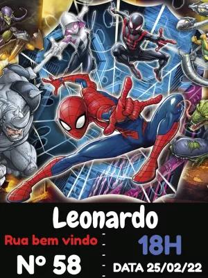 Convite Aniversário Homem Aranha e Amigos para Editar Online