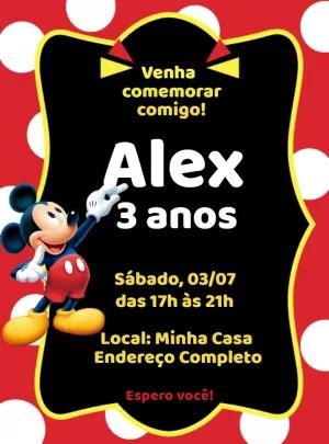 Convite de Aniversário Mickey Mouse para Editar Online