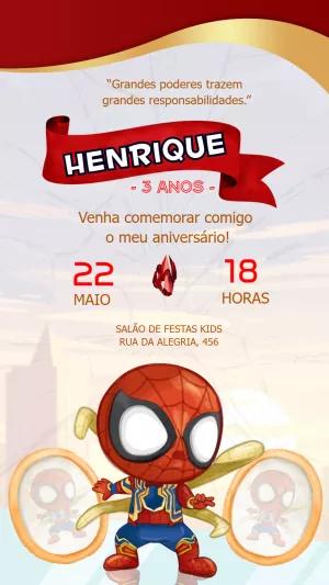 Convite Aniversário Homem Aranha Aquarela para Editar Online