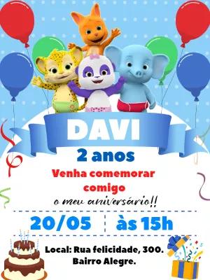 Convite de Aniversário Animais Cocomelon para Editar Online