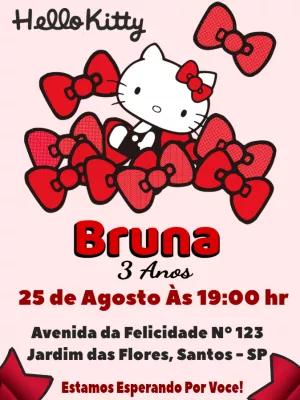 Convite de Aniversário Hello Kitty para Editar Online