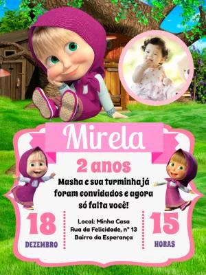 Convite Masha e o Urso com Foto para Editar Online e Imprimir