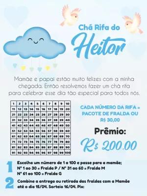 Chá Rifa Chuva de Amor com Nuvem Fofa para Editar Online