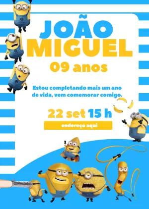 Convite de Aniversário Minions Divertido para Editar Online