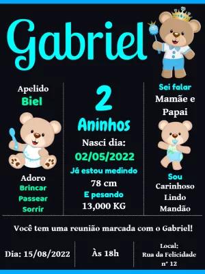 Convite de Aniversário Ursinho Príncipe para Editar Online