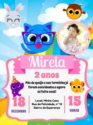 Convite de Aniversário Bolofofos com Foto para Editar Online
