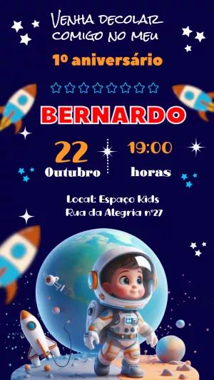 Convite Aniversário Astronauta Espacial para Editar Online