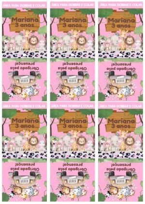 Capa para Pirulito Aniversário Safari Rosa para Editar Online
