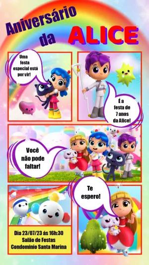 Convite Aniversário Vera e o Reino do Arco-Íris para Editar
