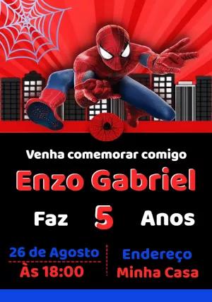 Convite de Aniversário Homem Aranha Editável Online