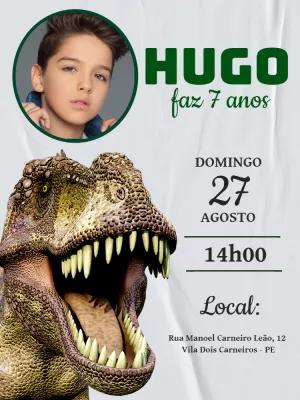 Convite Aniversário Dinossauro com Foto para Editar Online