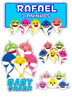 Topo de Bolo Baby Shark Aniversário para Editar Online